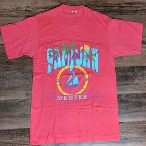 Vintage 90s San Juan T-Shirt Medium Pink 1991 Hotline Design Graphic Tourist Tee